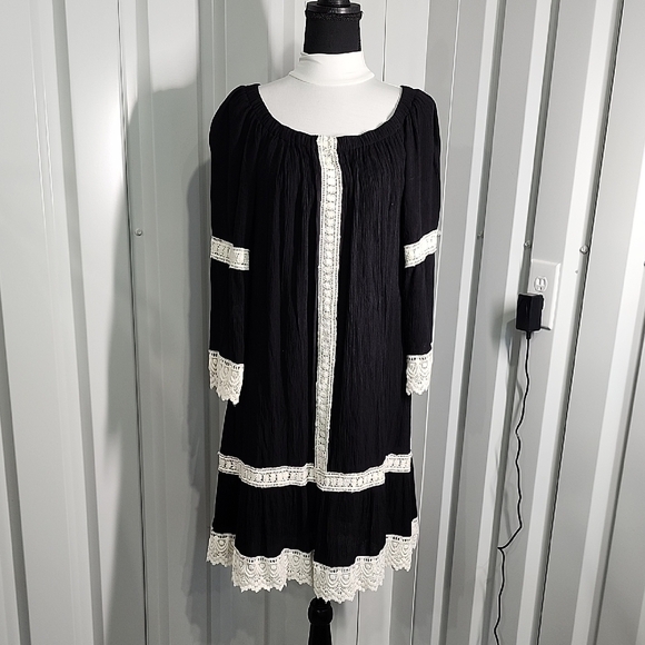 Karen Kane Dresses & Skirts - Karen Kane Women's Garden Party Mixed Lace Dress Black Off White Lace Size Med